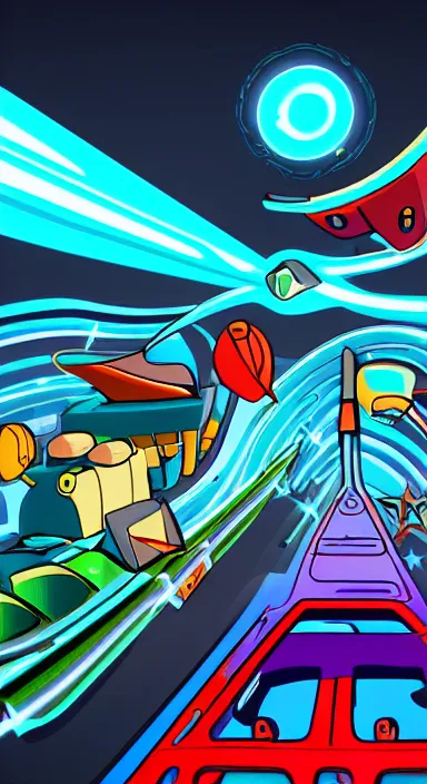 Image similar to cool laser theme cartoon game style app background artwork, digital art, award winning