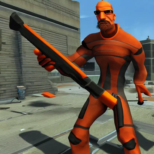 Image similar to Gordon Freeman in Team fortress 2, 4k screenshot of Team fortress 2 gameplay, 8k hdr showcase