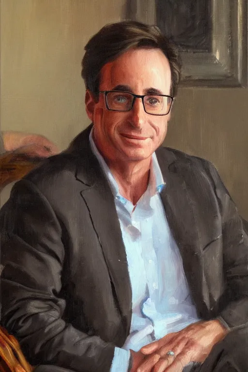 Prompt: portrait of bob saget seated, oil painting by wilson mclean, sharp focus, masterpiece, highly detailed