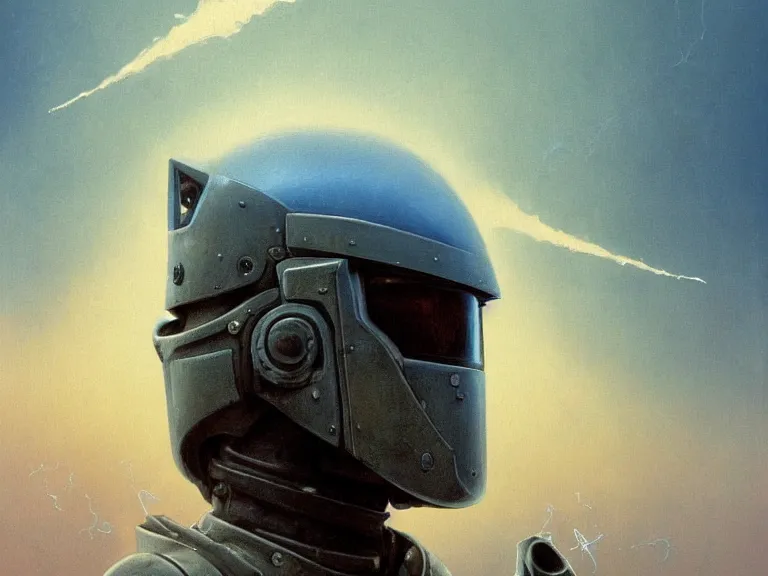 Prompt: a detailed profile portrait painting of a bounty hunter in combat armour and visor. Smoke. cinematic sci-fi poster. Cloth and metal. Welding, fire, flames, samurai Flight suit, accurate anatomy portrait symmetrical and science fiction theme with lightning, aurora lighting clouds and stars. Clean and minimal design by beksinski carl spitzweg moebius and tuomas korpi. baroque elements. baroque element. intricate artwork by caravaggio. Oil painting. Trending on artstation. 8k