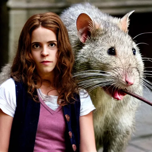 Image similar to hermione and a giant rat