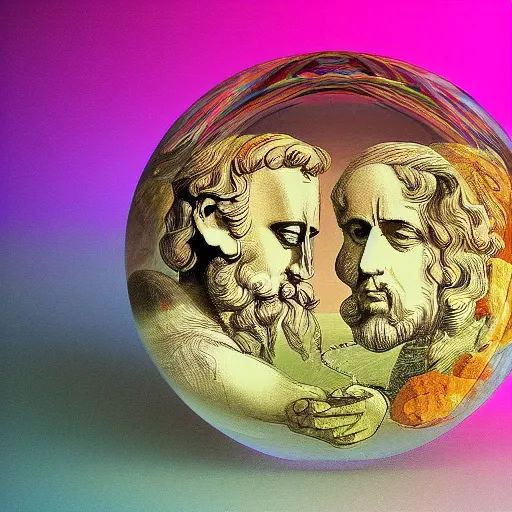 Image similar to plato's ideal world inside a crystal ball