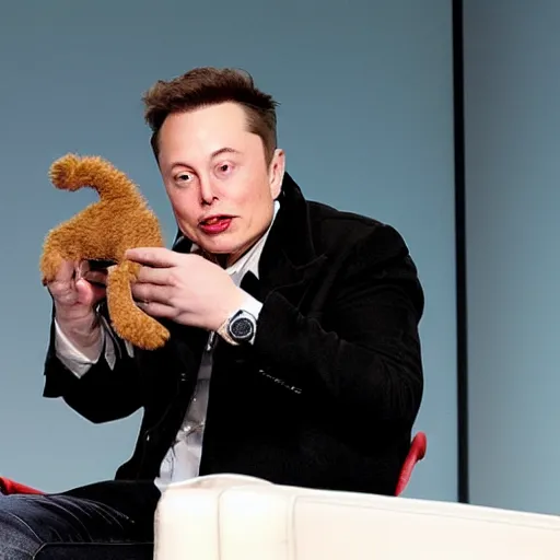 Image similar to elon musk eating a miniature version of himself