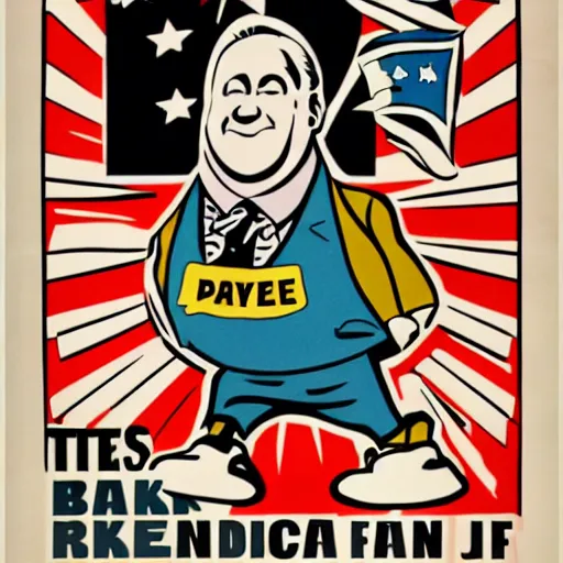 Prompt: a baked potato running for president, wearing a presidential suit and tie, propaganda poster