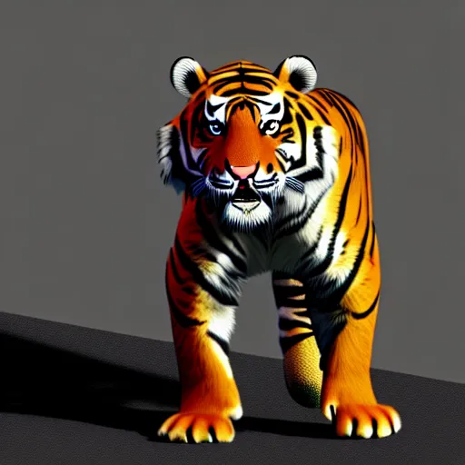 Image similar to anthro tiger in a black suit, ultra detail, ultra realistic, unreal engine, 8 k