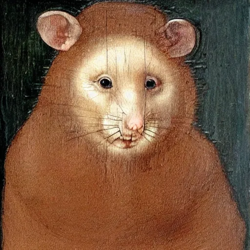 Image similar to rat with Putin's face, painting in the style of leonardo da vinci