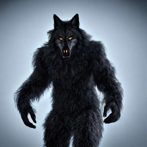 Prompt: man transforming into a werewolf with black realistic fur, ultra detail, unreal engine, 8 k