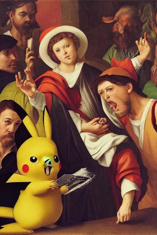 Prompt: a portrait from pikachu, renaissance painting