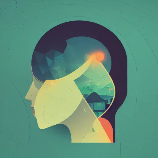 Prompt: minimalist logo icon for a wandering mind, retro psychology, victo ngai, kilian eng, lois van baarle, behance, beeple