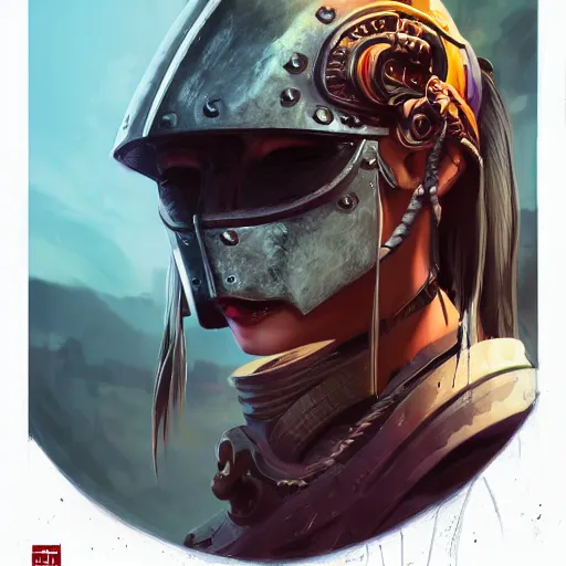 Image similar to cyberpunk viking helmet mask warrior goddess robot ninja fantasy, art gta 5 cover, official fanart behance hd artstation by jesper ejsing, by rhads, makoto shinkai and lois van baarle, ilya kuvshinov, ossdraws