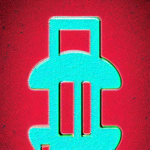 Image similar to a logo of a red key, abstract, digital art