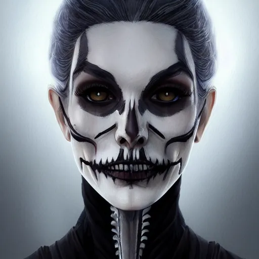 Prompt: portrait painting iris von everec, skeleton, the witcher, artstation, detailed