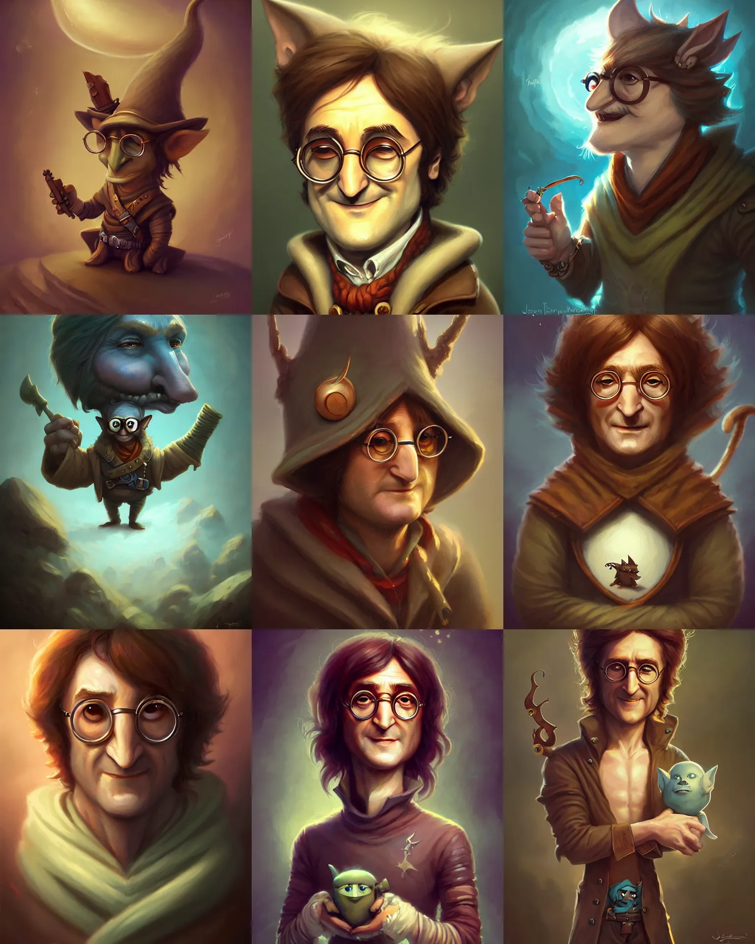 Prompt: cute little anthropomorphic john lennon cute and adorable, pretty, beautiful, dnd character art portrait, matte fantasy painting, deviantart artstation, by jason felix by steve argyle by tyler jacobson by peter mohrbacher, cinema