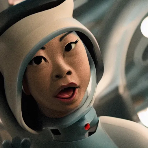 Prompt: film still of amy wong from futurama in a live action sci fi movie, 4 k, high quality
