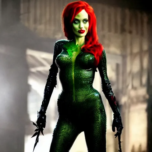 Image similar to Angelina Jolie as Poison Ivy 8k hdr Batman movie still