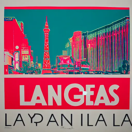 Image similar to a photo of las vegas screen printed in style of andy warhol