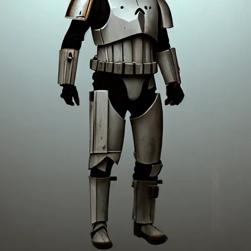 Image similar to an imperial stormtrooper walking, full body photography, extremely long shot, long shot, full-length, head-to-toe, concept art by Doug Chiang cinematic, realistic painting, high definition, concept art, the Mandalorian concept art style