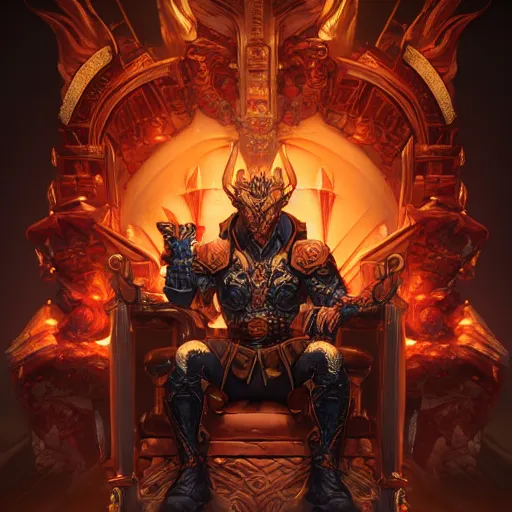 Prompt: A stunning comic book style portrait painting of a dragon emperor sitting on his throne, in the style of WLOP, 8k masterpiece, cinematic lighting, dynamic lighting, pristine and clean design, high fantasy, CGSociety, insanely detailed, atmospheric, matte painging,