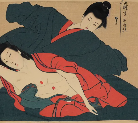 Image similar to the fall of reach, painting in the style of utamaro