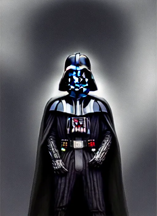 Image similar to darth vader, as a brooding figure of the dark caught in the never - ending push and pull between good and evil diffuse lighting, fantasy, intricate, highly detailed, lifelike, photorealistic, digital painting, artstation, illustration, concept art, smooth, sharp focus, art by john collier and albert aublet and krenz cushart