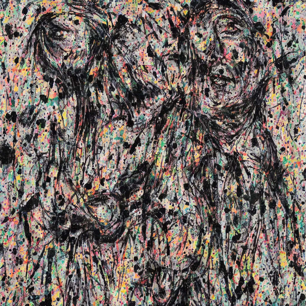 Image similar to camo made of teeth, smiling, abstract, francis bacon artwork, cryptic, dots, spots, stipple, lines, splotch, color tearing, pitch bending, faceless people, dark, ominous, eerie, hearts, minimal, points, technical, old painting, neon colors, folds