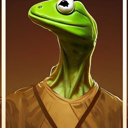 Prompt: symmetry portrait of kermit the frog, intricate, elegant, highly detailed, digital painting, artstation, concept art, smooth, sharp focus, illustration, art by artgerm and greg rutkowski and alphonse mucha, 8 k