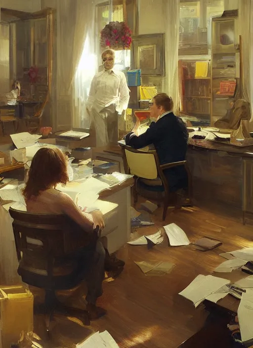 Prompt: alex jones inside an american office under fluorescent lights by vladimir volegov and alexander averin and delphin enjolras and daniel f. gerhartz