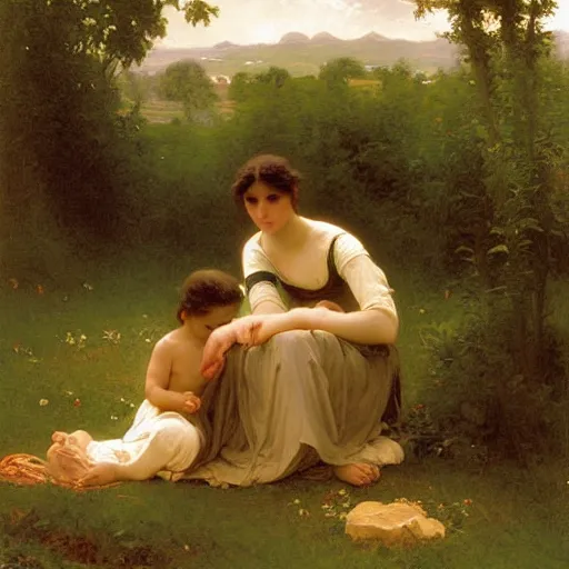 Prompt: The Shire, William-Adolphe Bouguereau painting