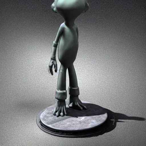 Prompt: a sad Roswell grey alien standing near his crashed burning spacecraft, a hologram by Alan Bean, featured on zbrush central, hurufiyya, zbrush, polycount, airbrush art
