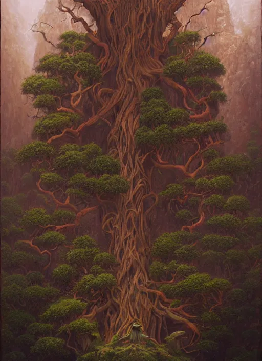 Prompt: ayahuma tree with a face of an old man on its trunk, art by christophe vacher