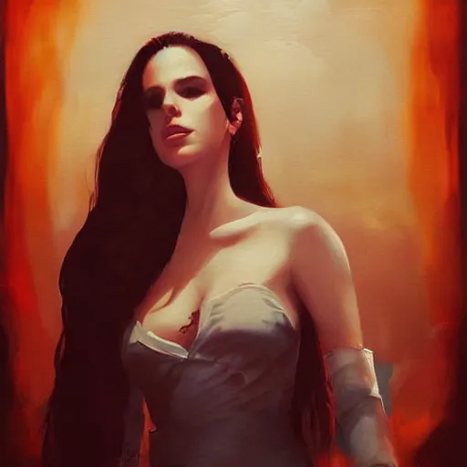 Image similar to Lana del rey in a grunge band oil painting, Tooth Wu, Greg Rutkowski, RPG portrait, dynamic lighting, anime art