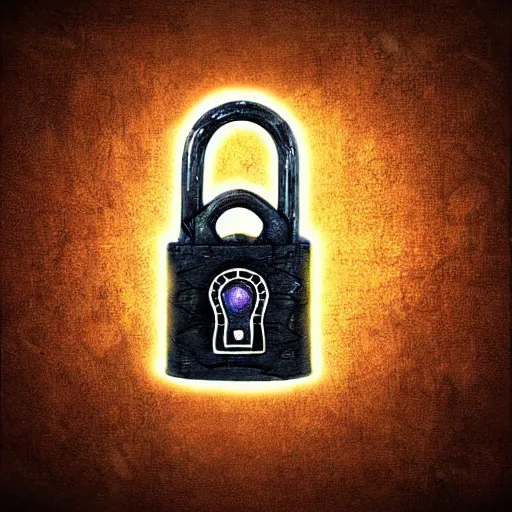 Image similar to a glowing steampunk keyed padlock 🔒 🔑, fantasy digital art, magical background in the style of hearthstone artwork