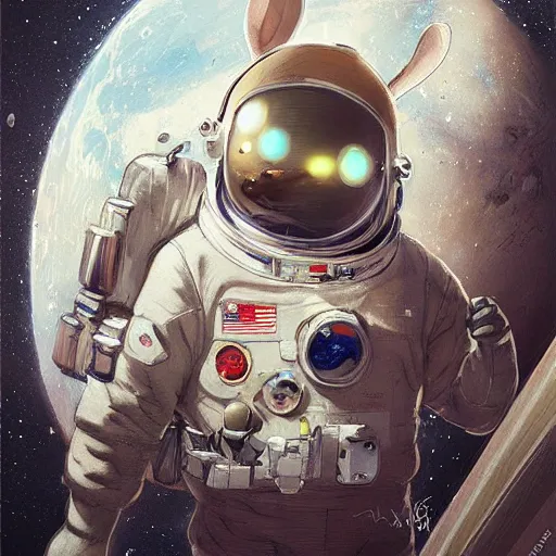 Image similar to bunny astronaut by rossdraws and greg rutkowski, detailed, midjourney