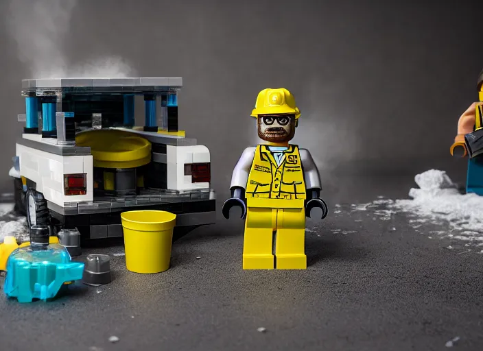 Image similar to product photo still of walter white breaking bad car wash lego playset, 8 k, 1 2 0 mm macro, f 1. 8, studio lighting, key light