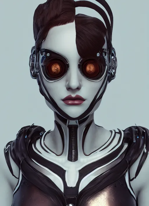 Image similar to white cyborg fashion shot, cyber copper wires and spirals hairdo, baroque design, headshot half figure, photorealistic, unreal engine, trending on artstation,