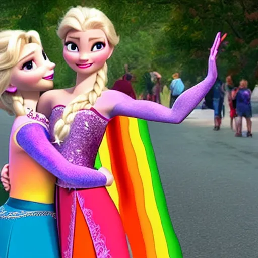Prompt: elsa at lesbian pride
