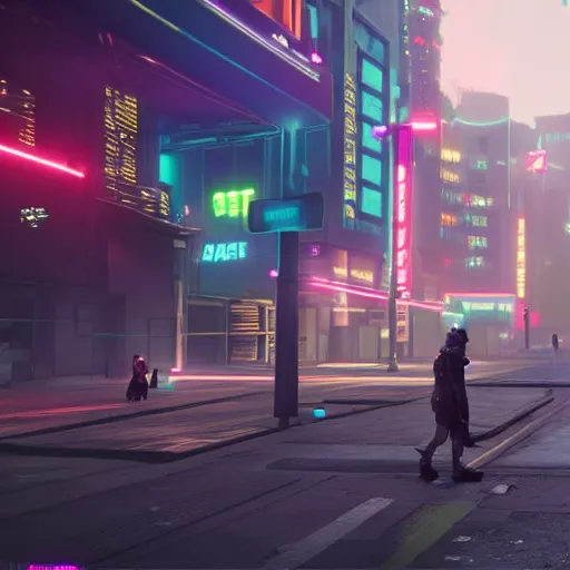 Prompt: distopian cyberpunk street, neon, photorealistic, homeless people in the streets, unreal engine 5 »