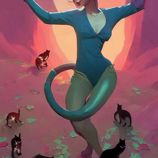 Image similar to cat in the paradise of cats, art gta 5 cover, official fanart behance hd artstation by jesper ejsing, by rhads, makoto shinkai and lois van baarle, ilya kuvshinov, ossdraws, by feng zhu and loish and laurie greasley, victo ngai, andreas rocha, john harris