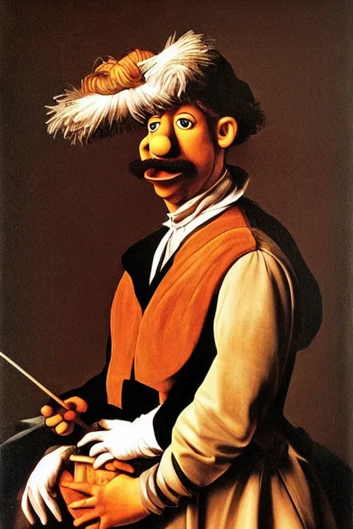 Prompt: a muppet painted by Caravaggio