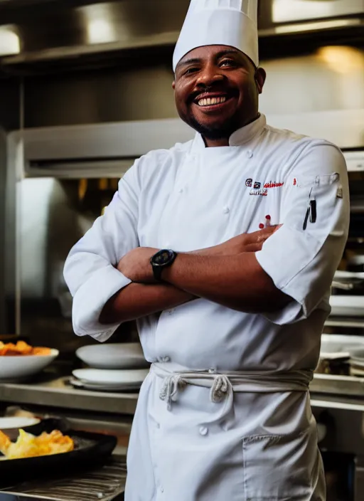 Prompt: portrait photo still of real life chef jerome mcelroy, 8 k, 8 5 mm, f. 1 4