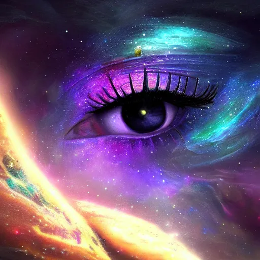 Prompt: fantasy eye watching over a galaxy, high detail, digital art, beautiful , concept art,fantasy art, 4k