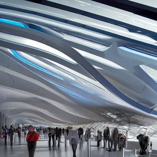 Image similar to Denver International Airport if it were designed by Zaha Hadid