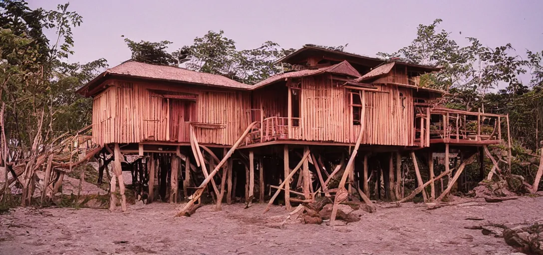 Image similar to stilt house designed by wolf d. prix. fujinon premista 1 9 - 4 5 mm t 2. 9. portra 8 0 0.