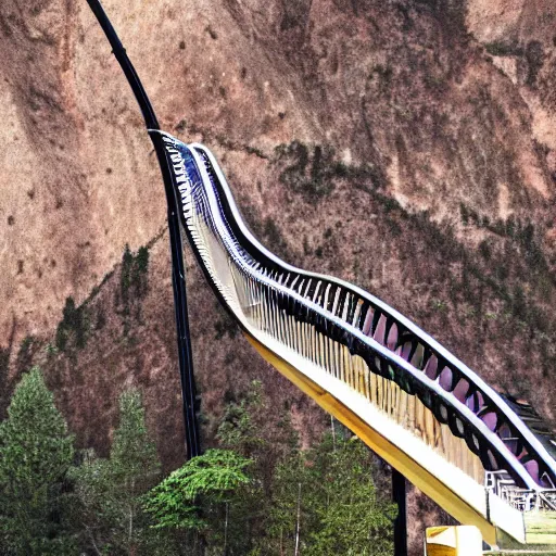 Image similar to a roller coaster that leads into a mountain