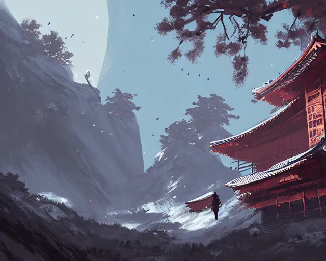 Image similar to sekiro mountain, ismail inceoglu