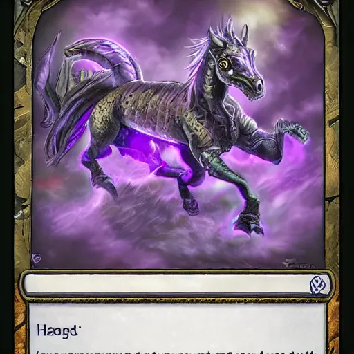 Prompt: violet fantasy crocodile horse hybrid, graveyard background, hearthstone coloring style, epic fantasy style art, fantasy epic digital art