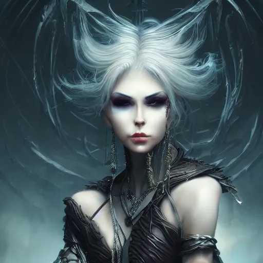 Image similar to kerli koiv, darksynth character portrait, sharp, digital matte painting, anime key art by luis royo, greg rutkowski, wlop, dramatic lighting, trending on artstation