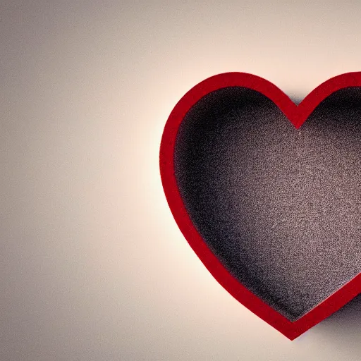 Image similar to 3d render of a red clay heart shape in the middle of a gray sheet of paper, colorful left side