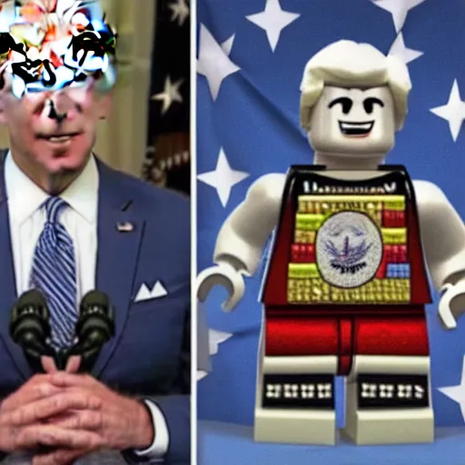 Image similar to biden built out of legos