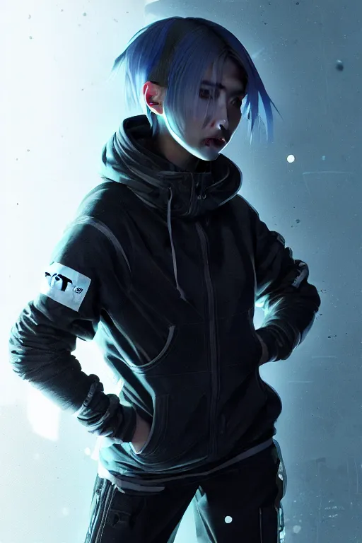 Prompt: very cool girl grey hair girl wearing streetwear, techwear, cyberpunk style outfit, full body portrait, atmospheric lighting, detailed portrait, volumetric cinematic lighting, intricate complexity, by greg rutkowski, cushart krentz, artgerm, ross tran, conrad roset, takato yomamoto, ilya kuvshinov. 4 k, portrait lighting